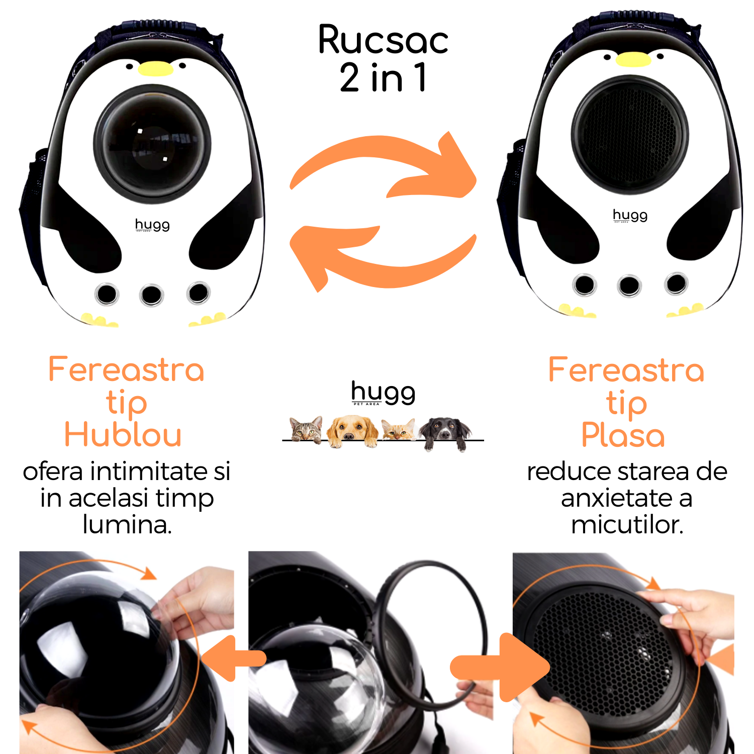 Rucsac HUGG® Happy Pinguin, Tip Hublou, Hugg