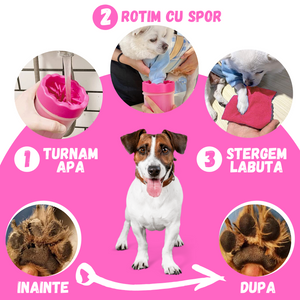 Dispozitiv pentru Curatare Labute Animale Caini si Pisici, HUGG®, din Silicon, Rose